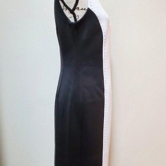 T TAHARI Sleeveless Studded Color Block Black White Knit Dress SIZE 4 NWT - Picture 10 of 13